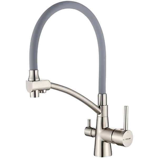 Смеситель для кухни LEDEME L4855A-9 2В1 (серый, сатин)(под фильтр)(гибкий)